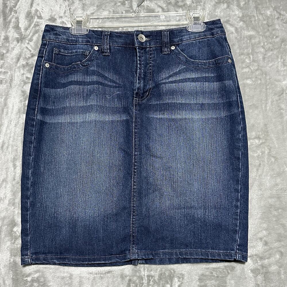 Nine West Denim Jean Skirt Womens Size 6 blue Y2K Midi Preppy Casual Western EUC